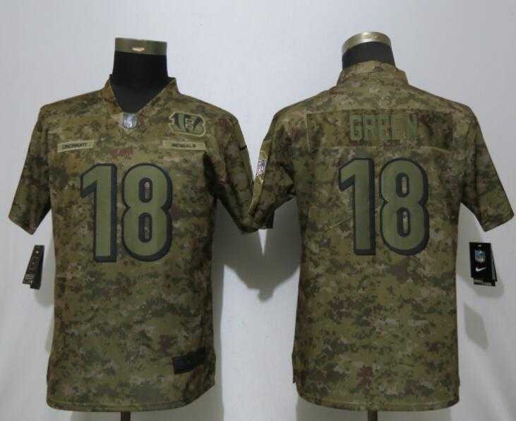 Women Nike Bengals 18 A.J. Green Camo Salute To Service Limited Jersey